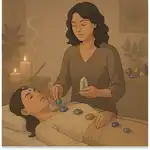 Installation et détente pendant la lithothérapie